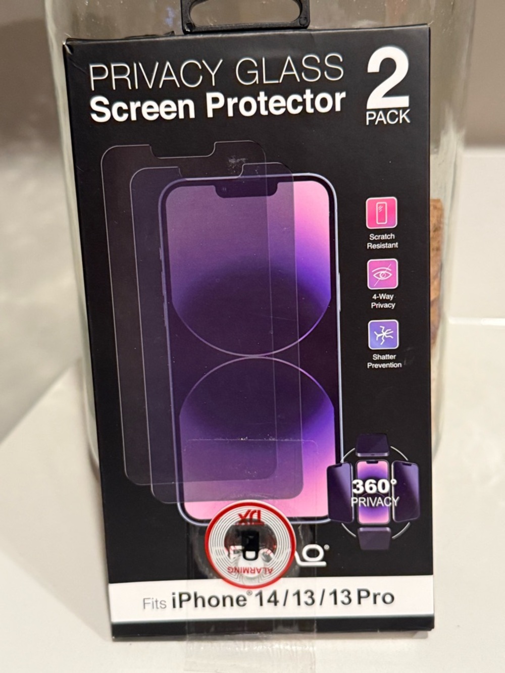 Privacy Glass Screen Protector for iPhone 14/13/13 Pro - Black (ONE PROTECTOR)